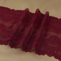 Кружевная эластичная ткань, 180 мм &times; 2,7 &plusmn; 0,5 м, цвет бордовый