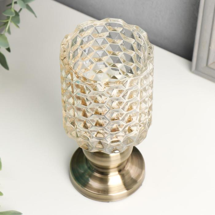 Подсвечник стекло на 1 свечу Подсвечник стекло на 1 свечу "Шестигранники" на ножке карамель 16х7,8х7,8 см