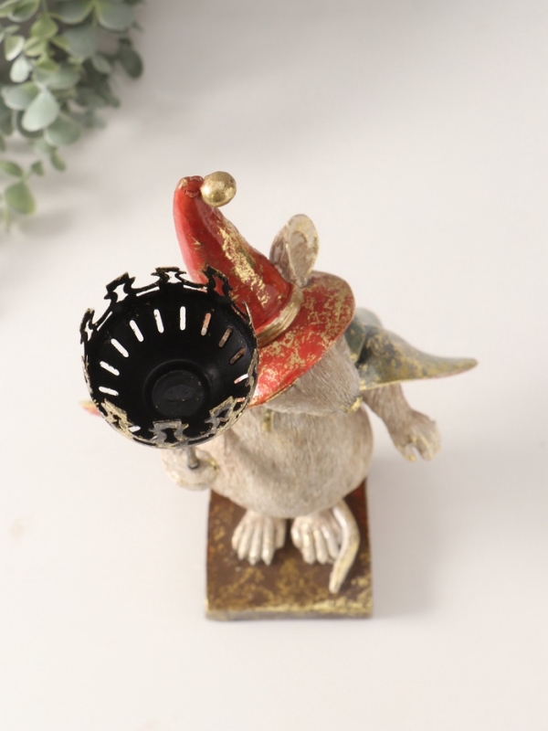 Сувенир полистоун подсвечник "Мышонок-волшебник" 16х18,5х32 см