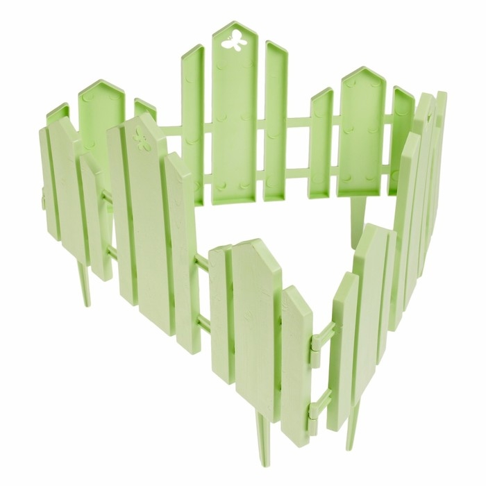 Ограждение декоративное, 25 &times; 170 см, 5 секций, пластик, салатовое, &laquo;Чудный сад&raquo;