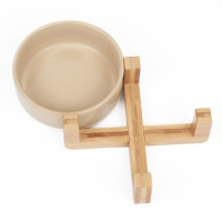 Миска керамическая на подставке 450 мл 13 х 5 см бежевая с белым Миска керамическая на подставке 450 мл 13 х 5 см бежевая с белым