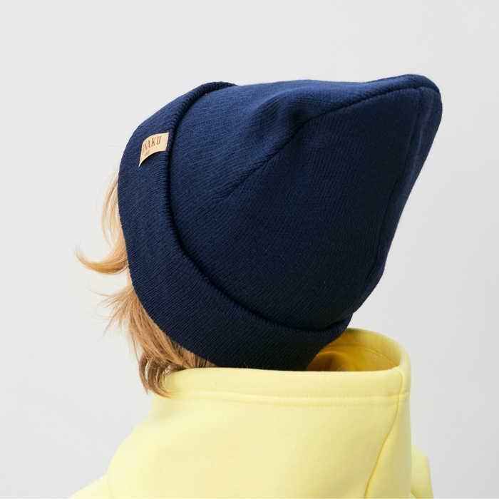 Шапка детская MINAKU с отворотом р-р 52-56, цв.синий Шапка детская MINAKU с отворотом р-р 52-56, цв.синий