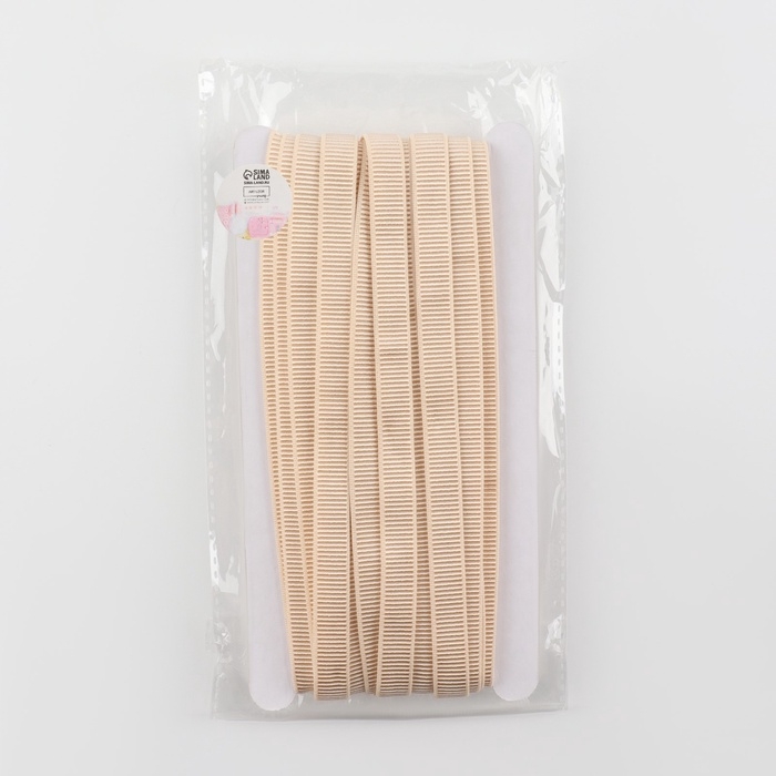 Резинка бельевая, в рубчик, 10 мм, 10 &plusmn; 1 м, цвет бежевый