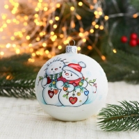 Ёлочный шар d-10 см "Снеговички" Ёлочный шар d-10 см "Снеговички"