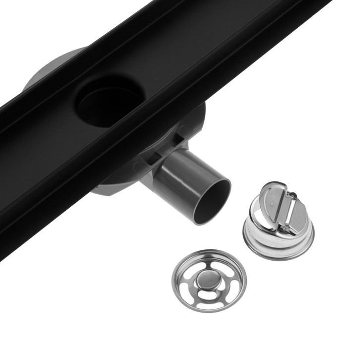 Трап ZEIN engr, c флaнцeм свободного вращ 360&deg;, 7*100 см, d=40/50 мм, нерж сталь, черный