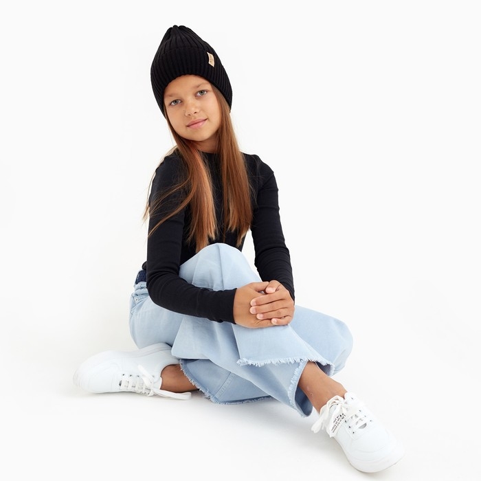 Шапка детская MINAKU с отворотом р-р 52-56, цв.чёрный Шапка детская MINAKU с отворотом р-р 52-56, цв.чёрный