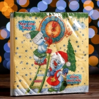 Новый год. Салфетки бумажные New Line Design &laquo;Снеговички-Часовички&raquo;, 33х33 см, 3 слоя 20 листов