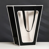 Пакет-переноска для цветов 18 &times; 14 &times; 35 х 28 см, черный с каймой