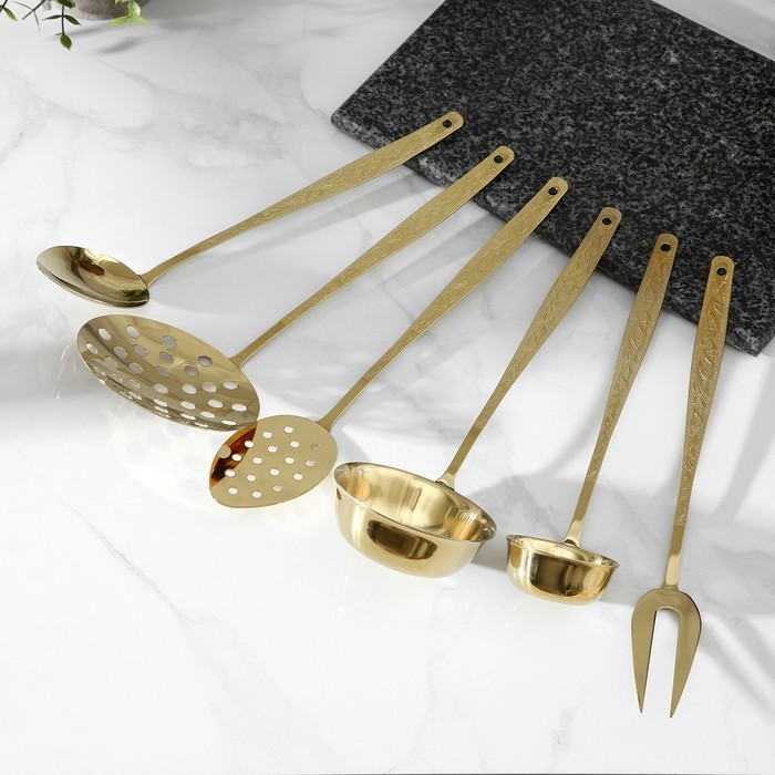 Набор кухонный с декоративным покрытием «Уралочка», d=35 см, h=30 см, толщина 2,5 мм, 6 предметов Набор кухонный с декоративным покрытием «Уралочка», d=35 см, h=30 см, толщина 2,5 мм, 6 предметов