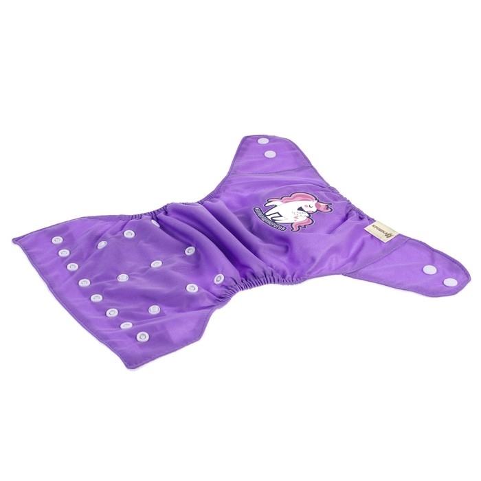 Многоразовый подгузник «Верю в единорогов», 3-15 кг, цвет фиолетовый, Крошка Я Многоразовый подгузник «Верю в единорогов», 3-15 кг, цвет фиолетовый, Крошка Я