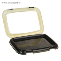 Туалет для собак 67 х 46 х 8 см, со стенкой, съемной решеткой и столбиком, черный