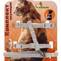 Комплект амуниции "Жаккард", поводок 120 х 1 см, серый