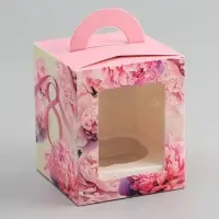 Коробка для 1 капкейка, &laquo;8 марта&raquo;, 9.2&times;9.2&times;11.1 см