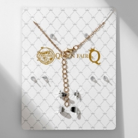 Гарнитур 6 предметов: 3 пары пусет, кулон 2 кольца &laquo;Сова&raquo;, цветной в золоте, 45 см