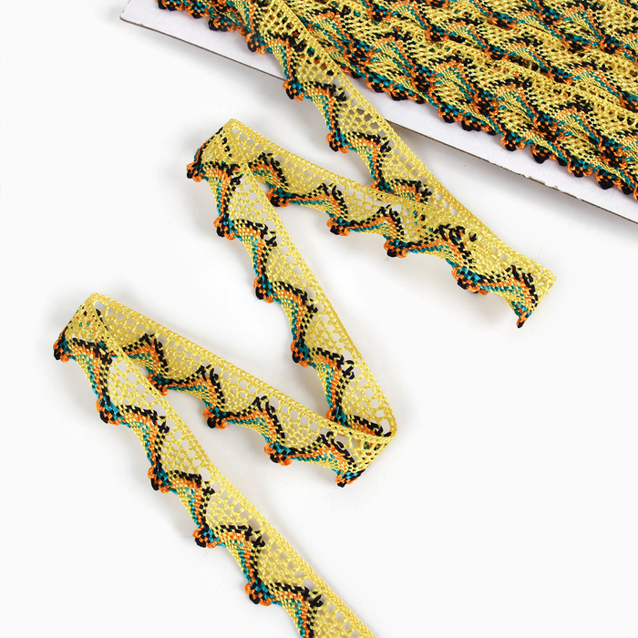 Тесьма &laquo;Уголки&raquo;, ширина 2 см., намотка 25 м., цвет жёлтый