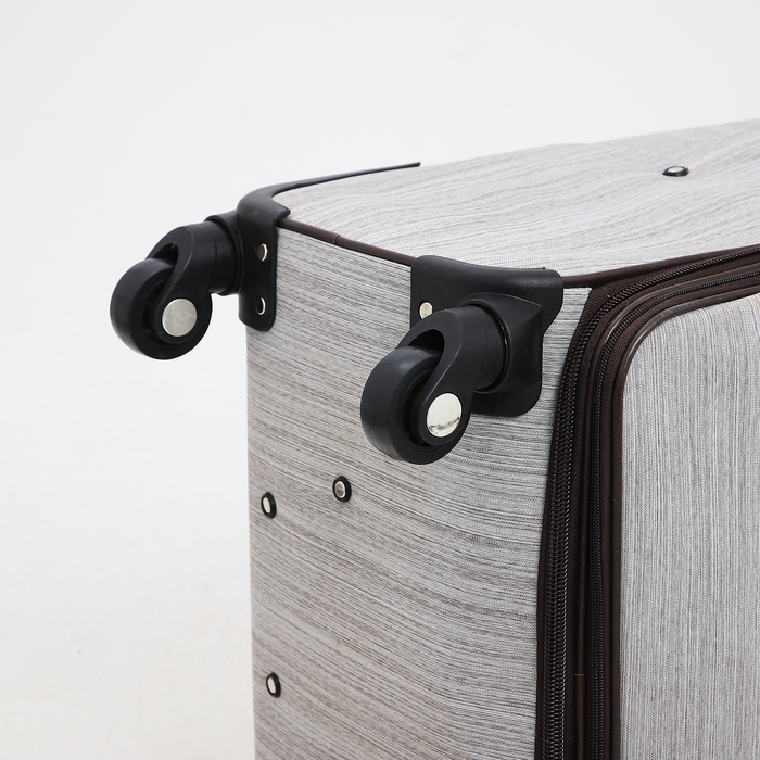 Чемодан большой 95 л (L), отдел на молнии, с расширением, кодовый замок, 4 колеса, наружный карман, цвет серый