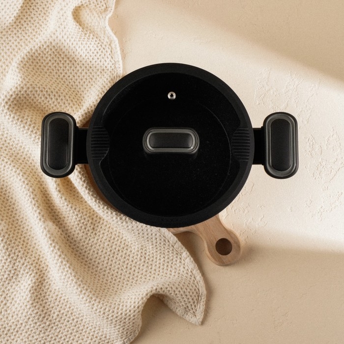 Кастрюля алюминиевая с антипригарным покрытием SL Home, d=20 см, h=8,8 см, индукция, цвет чёрный Кастрюля алюминиевая с антипригарным покрытием SL Home, d=20 см, h=8,8 см, индукция, цвет чёрный