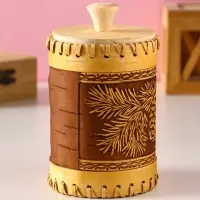 Туес шитый "Шишки" , D8смхH(с хватком)14см, береста