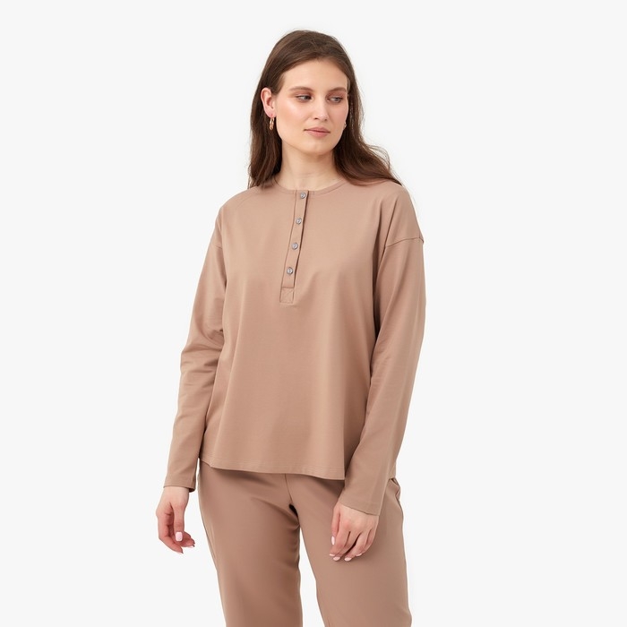 Лонгслив женский MINAKU: Basic line цвет бежевый, р-р 48