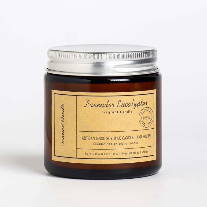 Свеча ароматическая в банке Свеча ароматическая в банке "Лаванда и эвкалипт", 6,5х5,5 см, 100 гр