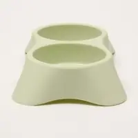 Миска двойная пластиковая 2 х 160 мл, 23 х 13 х 4 см, зелёная