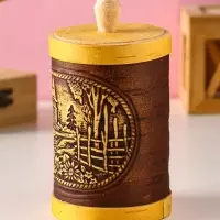 Туес "Деревенька", D8смхH(с хватком)15,5см, береста