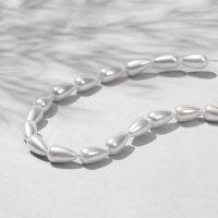 Бусины пластиковые на нити &laquo;Жемчуг&raquo; капля 1,1&times;0,6&times;0,6 см, (набор 110 шт.), цвет белый