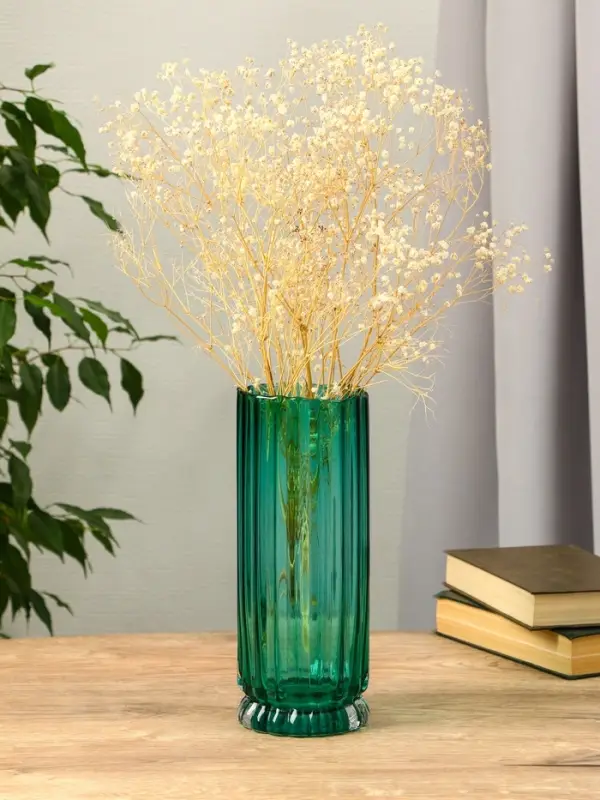 Ваза стекло настольная "Верена" 25,5х10 см, зелёный