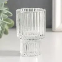 Подсвечник стекло "Цилиндр. Столбик" двухсторонний прозрачный d- 2 и 3,5 см 4,2х4,2х6,8 см