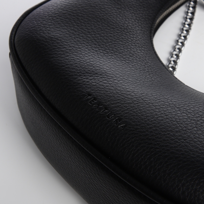 Сумка женская хобо на молнии TEXTURA, средний размер, цвет чёрный