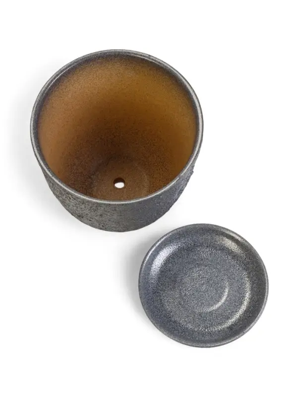 Горшок цветочный с поддоном 1,8 л, керамика "Шагрень" (М)