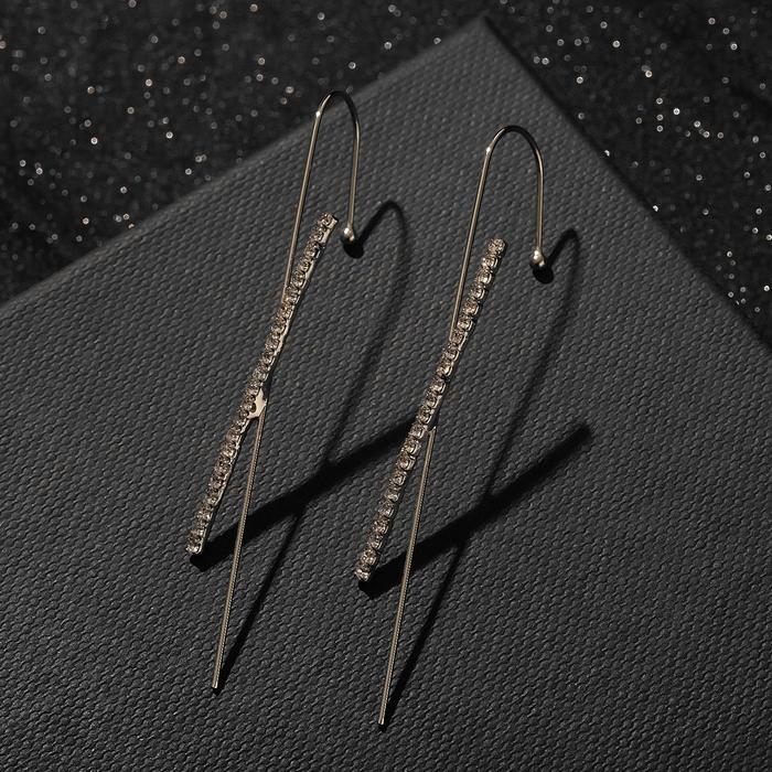 Серьга &laquo;Кафф&raquo; булавка, дорожка, цвет белый в серебре