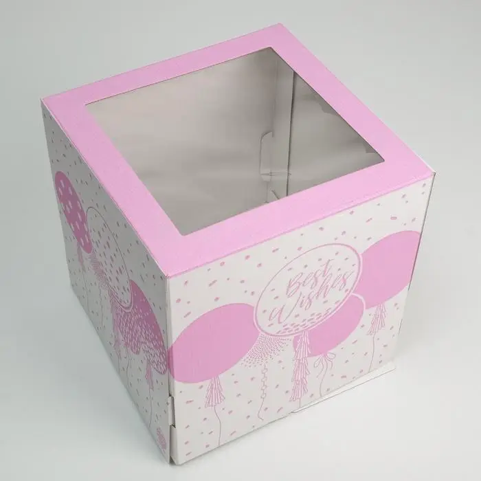 Коробка для торта с окном, кондитерская упаковка &laquo;Best wishes&raquo;, 30 х 30 х 30 см