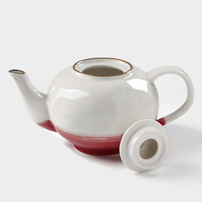 Чайник фарфоровый заварочный Доляна &laquo;Космос&raquo;, 600 мл, цвет красный