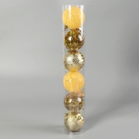 Набор шаров пластик d-8 см, 6 шт "Мелодия" диско треск, золото Набор шаров пластик d-8 см, 6 шт "Мелодия" диско треск, золото