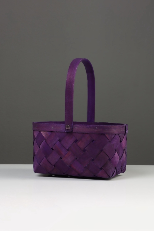 Корзина плетёная, 23×18×12 см, ручка h=13 см, ива, фиолетовая Корзина плетёная, 23×18×12 см, ручка h=13 см, ива, фиолетовая