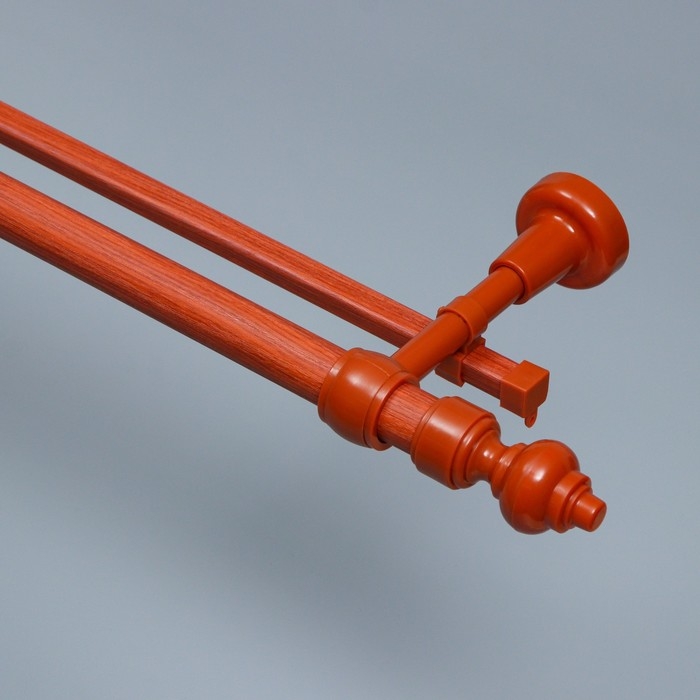 Карниз двухрядный, ширина 180 см, d=28 мм, пластиковые элементы, цвет черешня