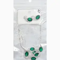 Набор 2 предмета: серьги, колье &laquo;Вечерний шик. Овал&raquo;, цвет бело-изумрудный в серебре