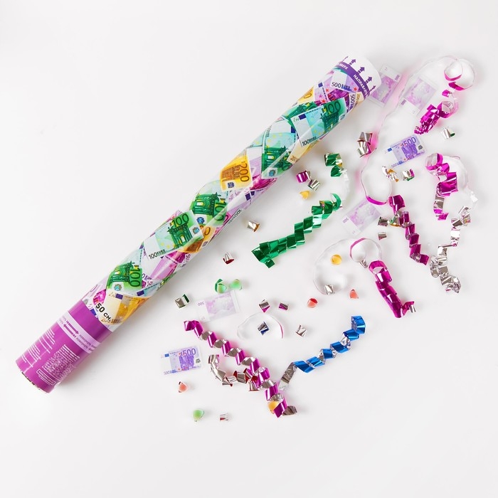 Пневмохлопушка «ЕВРО», серпантин, бумага, евро, 50 см Пневмохлопушка «ЕВРО», серпантин, бумага, евро, 50 см