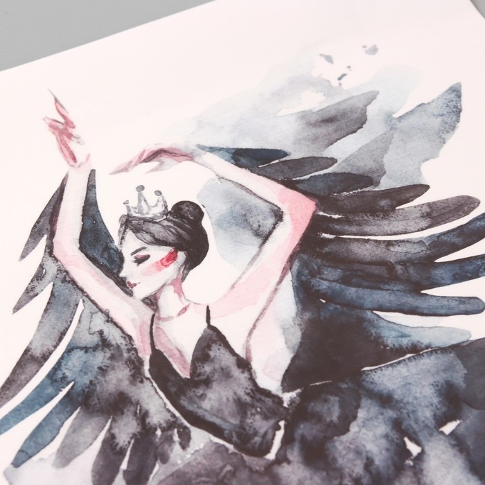 Наклейка пластик интерьерная цветная "Балерина - черный лебедь" 30х45 см