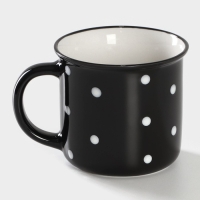 Кружка фарфоровая Доляна &laquo;Божья коровка&raquo;, 370 мл, цвет чёрный