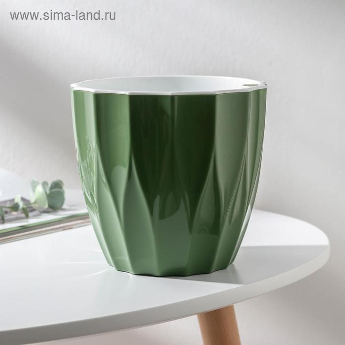 Кашпо для цветов со вставкой &laquo;Флюте&raquo;, 3 л, цвет малахит