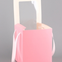 Коробка для цветов, 16 х 16 х 20 см, розовая