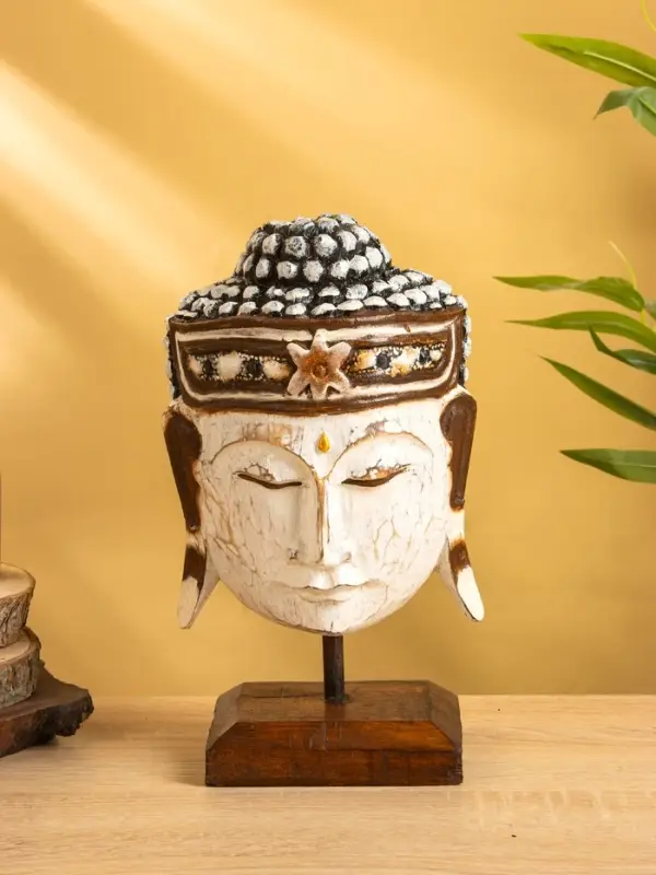 Сувенир &laquo;Голова Будды&raquo;, 10&times;16&times;27 см, дерево, белый