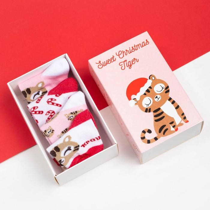 Набор новогодних носков Крошка Я &laquo;Тигруля&raquo;, 4 пары, 8-10 см