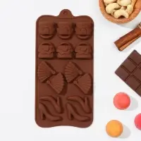 Форма для кондитерских украшений Доляна &laquo;Дамский набор&raquo;, силикон, 21&times;11&times;1,5 см, 14 ячеек, коричневая