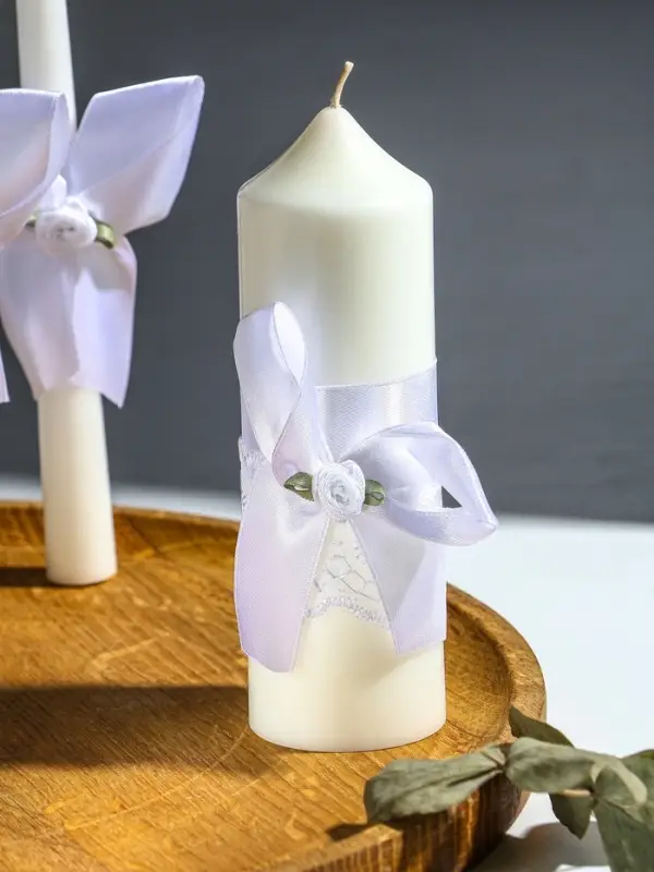 Свечи свадебные "Пышный" набор 3 шт (16 см + 2 шт по 18 см), белый