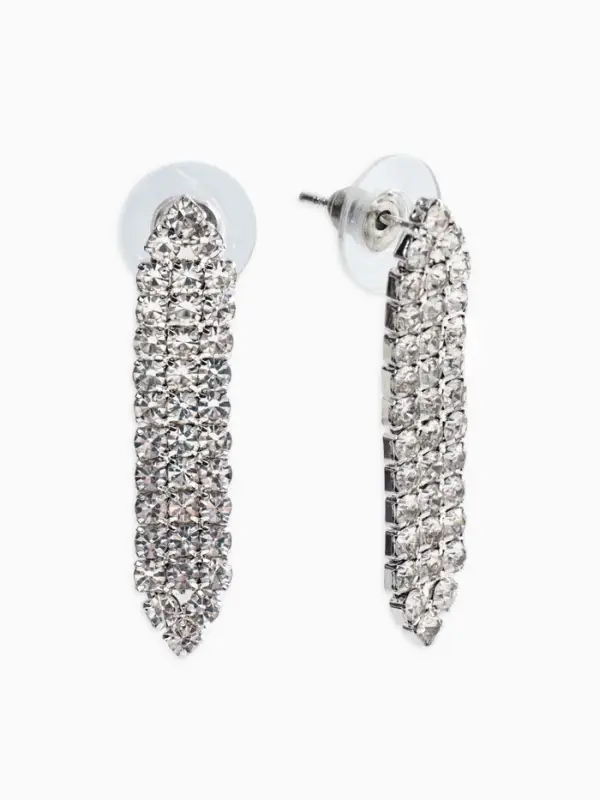 Набор 2 предмета: серьги, колье со стразами &laquo;Лёд. Лепестки&raquo;. d=13.5 см, белый в серебре