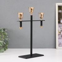 Подсвечник металл на 3 свечи "Кельт" d=2 см чёрный с золотом 20х7х28 см