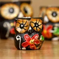 Набор сувенирный "Совята" дерево H 4, 3, 2 см, цв. чёрный